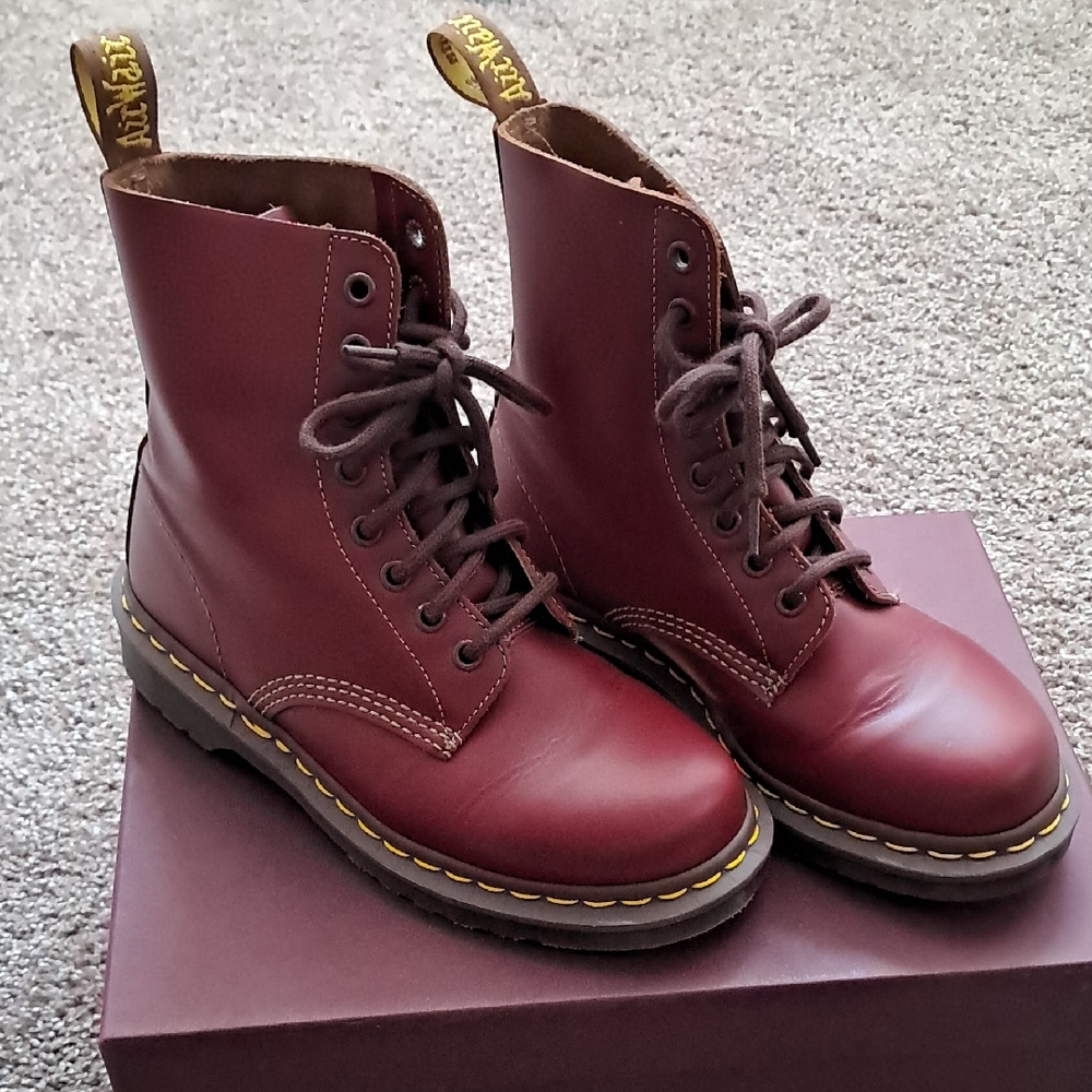 Dr. Martens Red Leather 8-Eye Lace-Up Boots